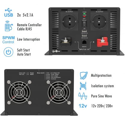 12V / 230V / 3500w invertteri puhdas siniaalto - Image 3